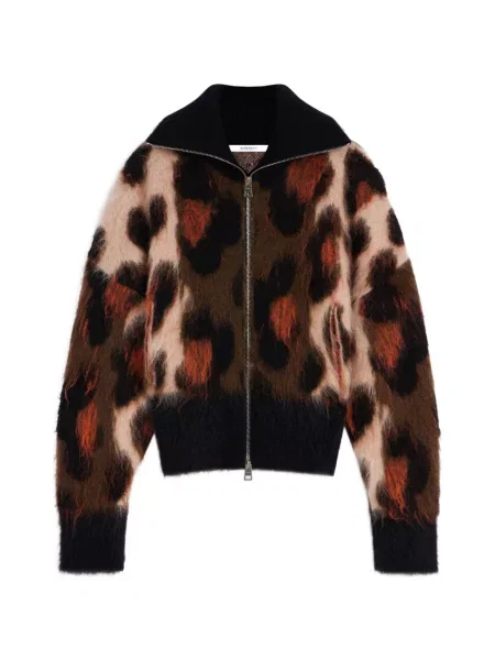 Pulover Givenchy cu model leopard din jacard negru