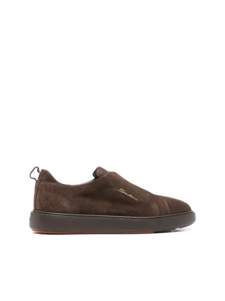 Sneakersy Santoni zamszowe wsuwane brązowe