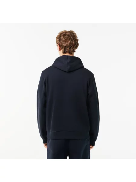 Lacoste Bluza Z Kapturem Z Nadrukiem Relaxed Fit czarna