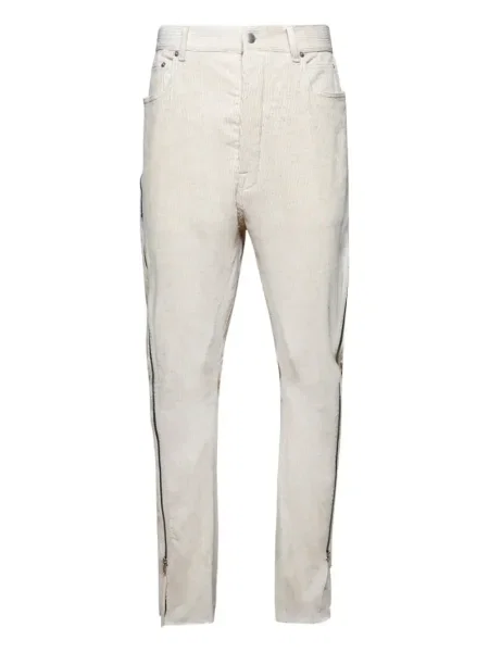 Pantaloni Rick Owens de catifea cord alb