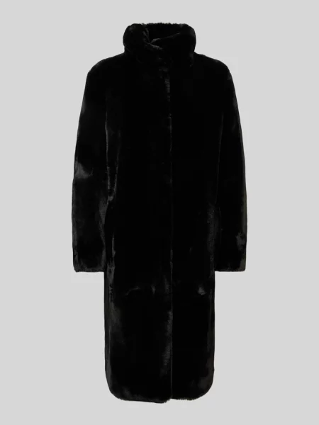 Płaszcz z imitacji futra o kroju regular fit z wykładanym kołnierzem model ‘CETEDIA’ Boss czarne