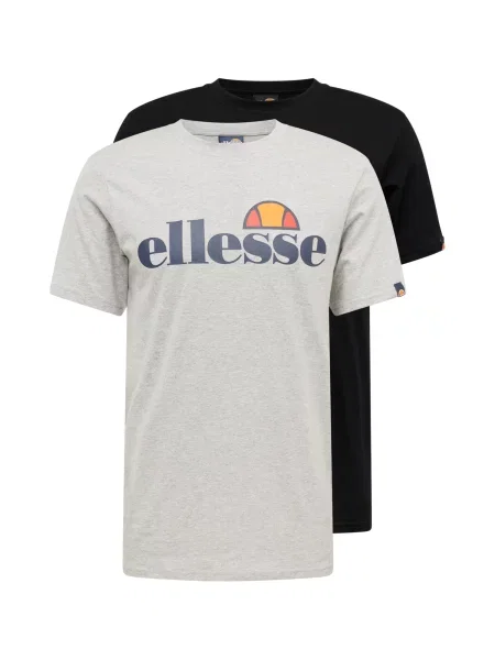 ELLESSE Tricou Prado bleumarin / gri amestecat / portocaliu negru