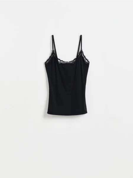Reserved Top cu dantelă negru