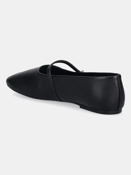 Calvin Klein bőr balerina cipő OBLIQUE BALLERINA MJ LTH HDW fekete