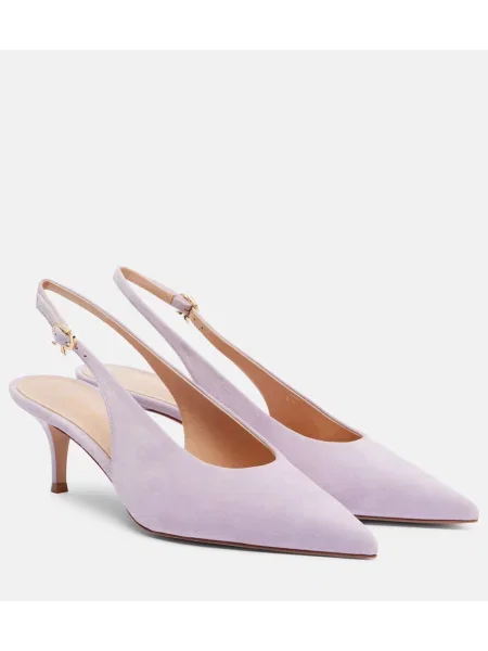 Salonarji Gianvito Rossi iz semiša z odprtimi petami vijolična