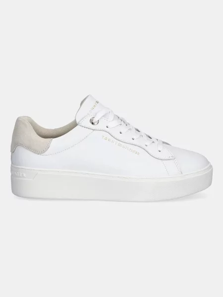 Sneakerși Tommy Hilfiger din piele cu platformă alb