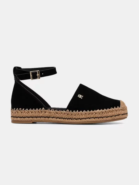 Tommy Hilfiger Espadrile Th Platform Espad Suede Strap črna