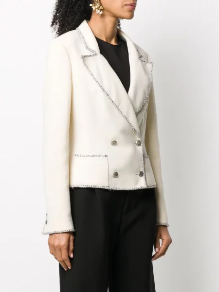 Tvídová bunda Chanel Pre-owned bílá