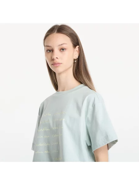Тениска Calvin Klein Jeans Ss Cropped Boxy Grap Tee Green XS зелено