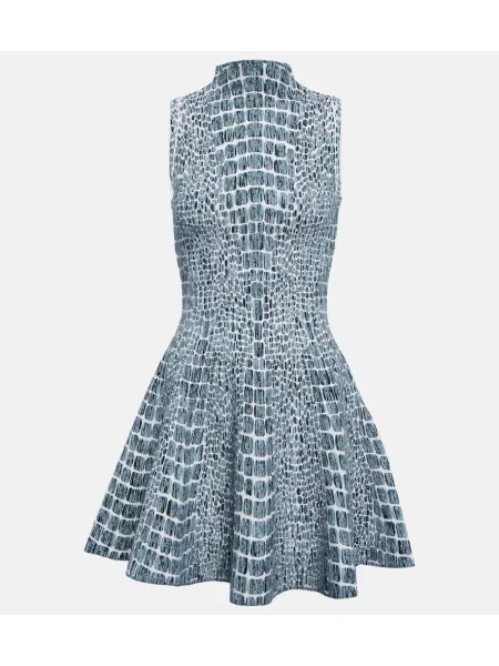 Sukienka Alaïa żakardowa niebieska