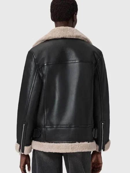 AllSaints geacă de piele SOLA negru
