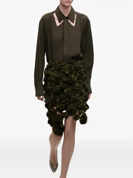 Cămașă Victoria Beckham de mătase verde