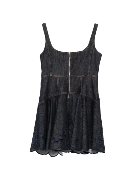 Rochie mini Self-portrait cu broderie albastru