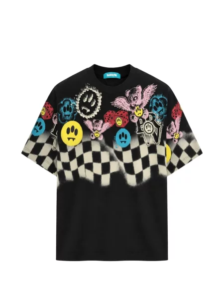 Tricou Barrow în carouri cu imagine negru