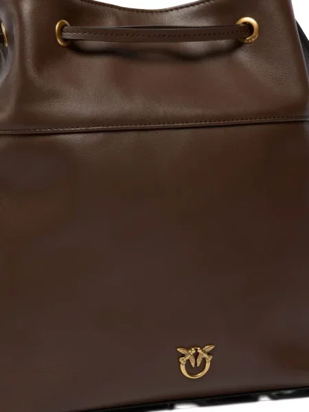 Șnur de strângere geantă bucket Pinko din piele maro