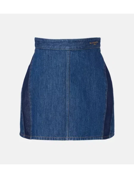 Fustă din denim Givenchy cu autograf albastru