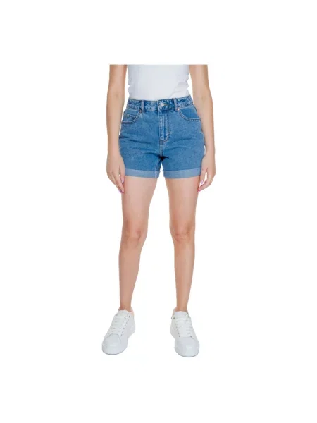 Szorty jeansowe Vero Moda w jednolitym kolorze niebieskie