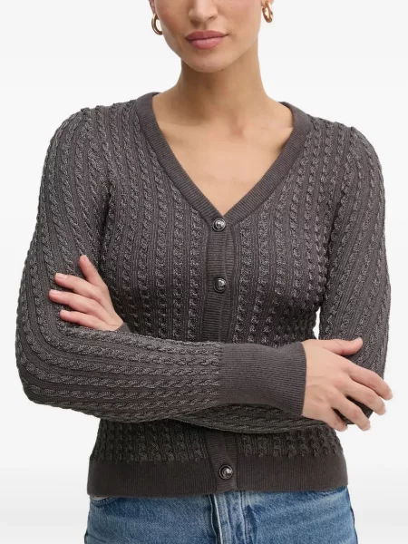 Cardigan Guess tricotate cu decolteu în V gri