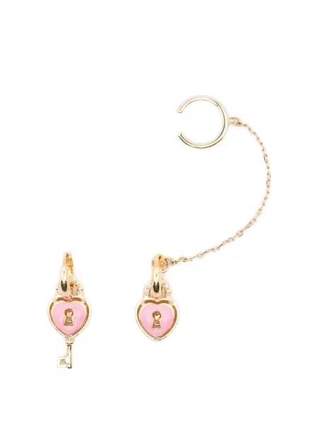 Cercei Swarovski cu motiv cu inimi auriu