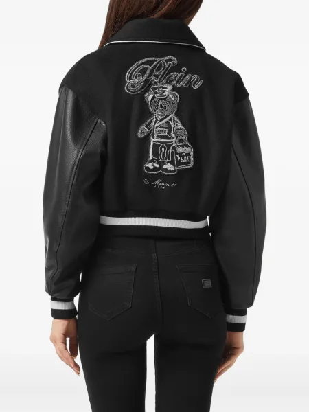 Geanta de piele Philipp Plein cu broderie negru