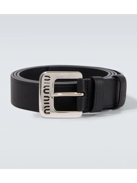 Curea Miu Miu din piele cu autograf negru