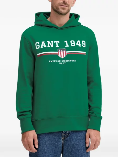 Hanorac cu glugă Gant cu imagine verde