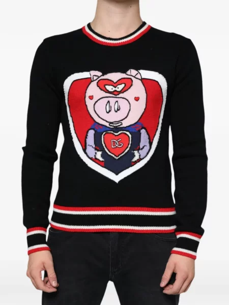 Pulover Dolce & Gabbana de lână cu aplicații negru