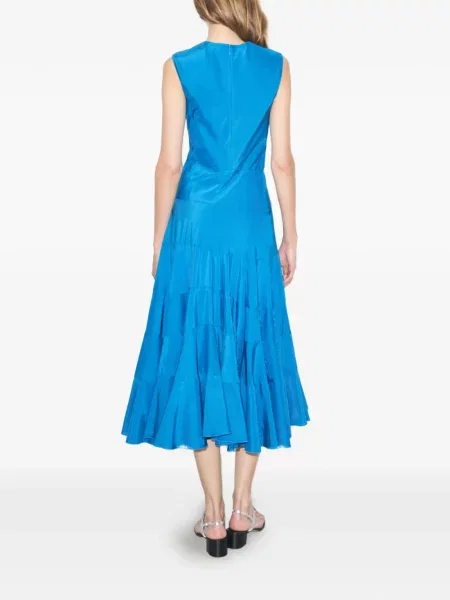 Rochie Tory Burch de mătase evazată albastru
