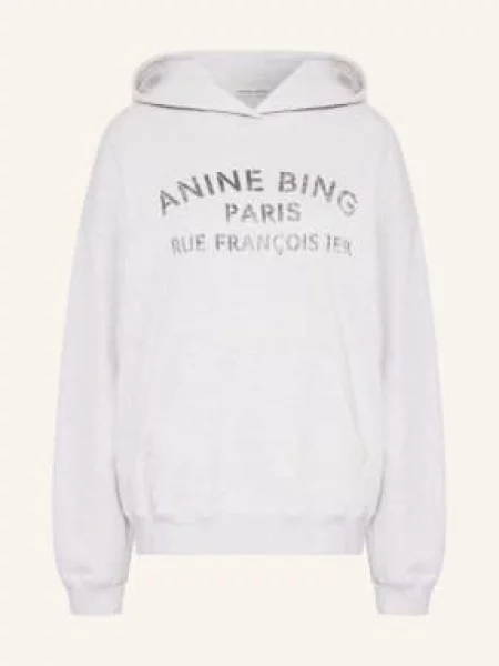Anine Bing Mikina S Kapucí Harvey světle šedá