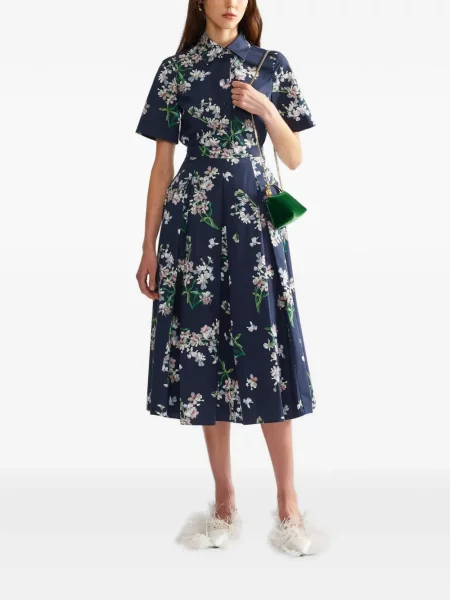 Cămașă Erdem cu model floral cu imagine albastru