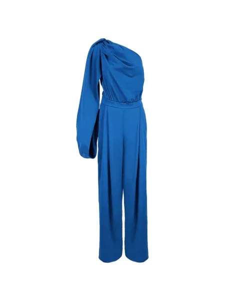 Salopetă Stella Mccartney din satin cu un umăr gol albastru