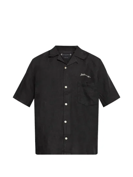 Cămașă Allsaints cu broderie scurtă negru