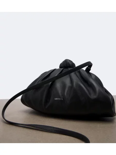Kožená listová kabelka Aquazzura čierna