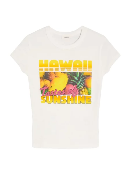 Bershka Tricou galben / verde / roz alb