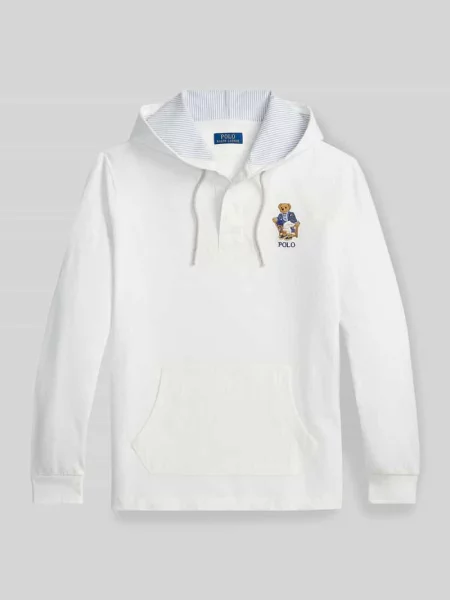 Bluza z kapturem o kroju relaxed fit z czystej bawełny z haftem polo bear Polo Ralph Lauren biała
