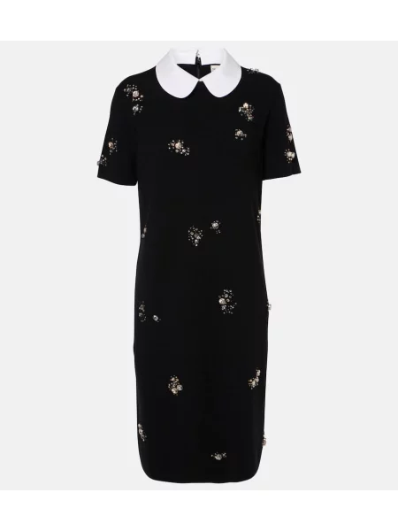 Rochie midi Tory Burch de lână până la genunchi de costum negru