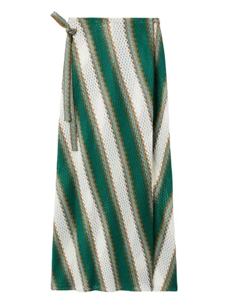 Maksi spódnica maxi La Doublej w paski zielona