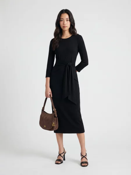 Dlhý šaty Lauren Ralph Lauren s dlhými rukávmi čierna