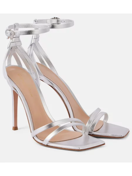 Sandale Gianvito Rossi din piele argintiu