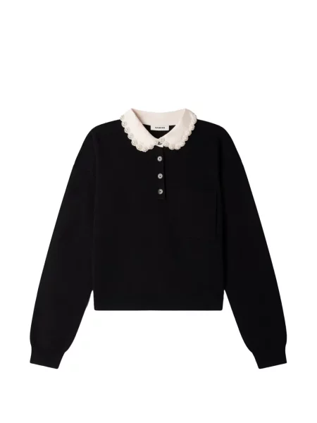 Top Sandro cu perle negru