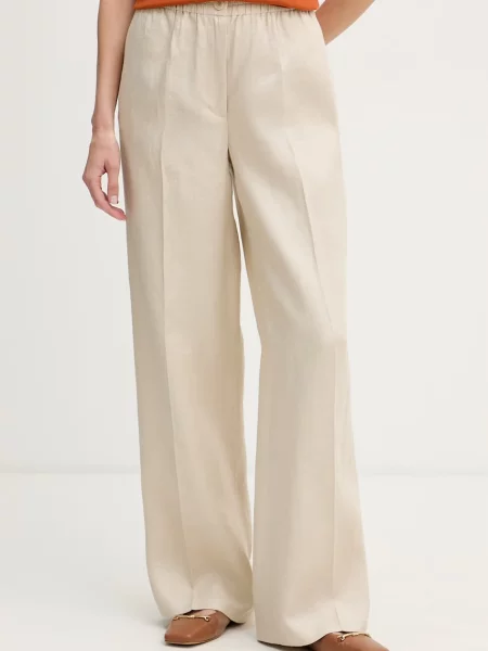 Sisley pantaloni pentru femei din in bej