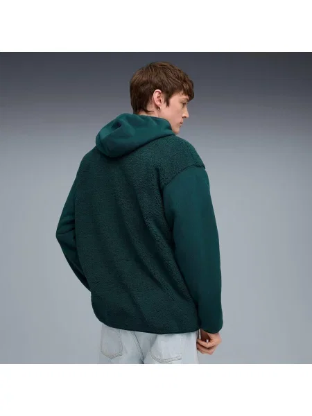 Bluza z kapturem Puma Ess Elevated Relaxed Winterized Full zip zielona