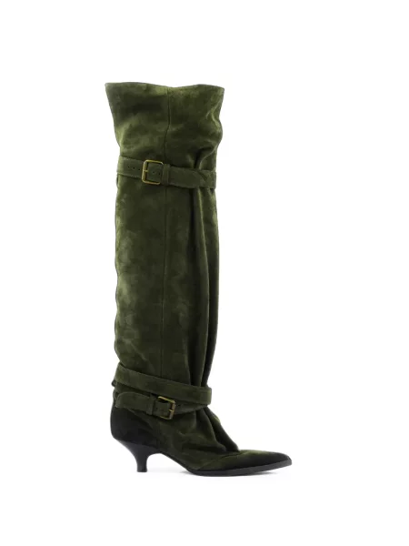 Botine Elena Iachi cu cataramă cu bretele verde