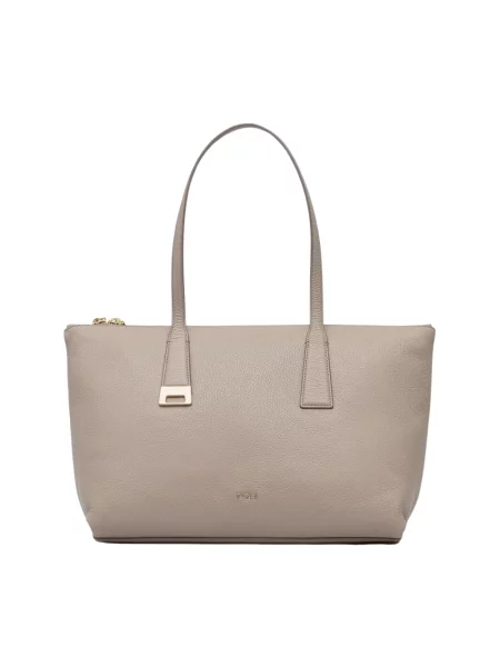 Furla torebka shopper skórzana Olivia M Tote beżowa