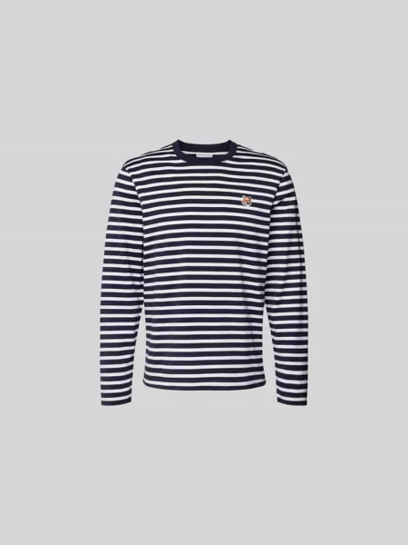 Bluzka z długim rękawem z wzorem w paski Maison Kitsune granatowa