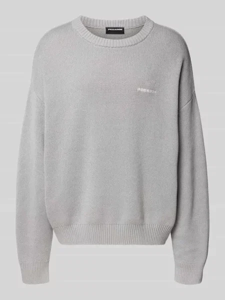 Sweter z dzianiny o kroju oversized z wyhaftowanym logo Pegador szary