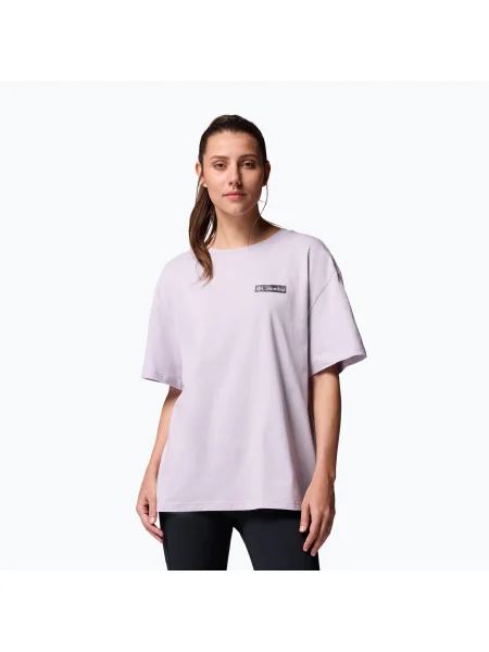 Tricou de drumeție pentru femei Columbia Rolling Bend Graphic Oversized Tee lavender pearl/mountainview
