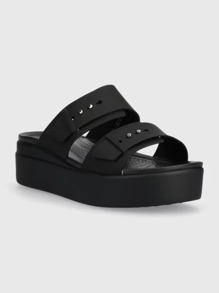 Sneakerși Crocs cu pană cu cataramă negru