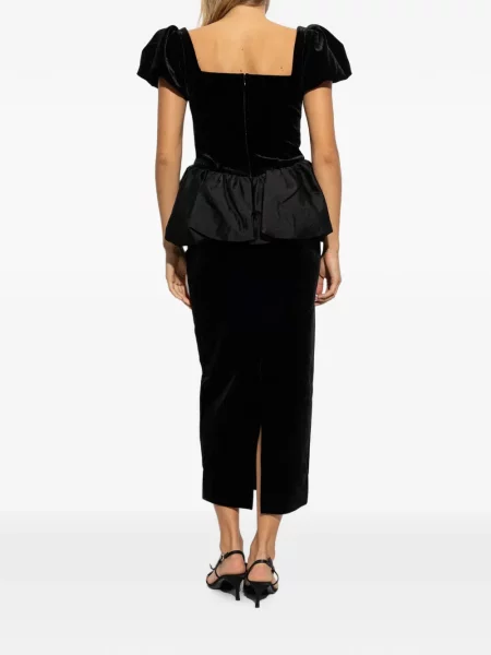 Rochie midi Self-portrait de catifea negru