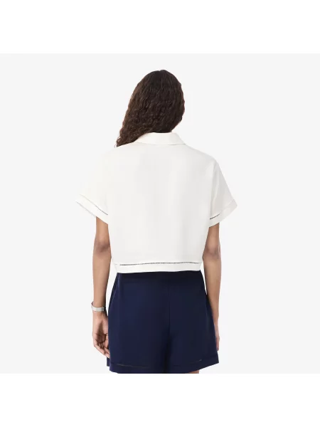 Lacoste Koszulka Polo Oversize Z Lejącego Diagonalu biała